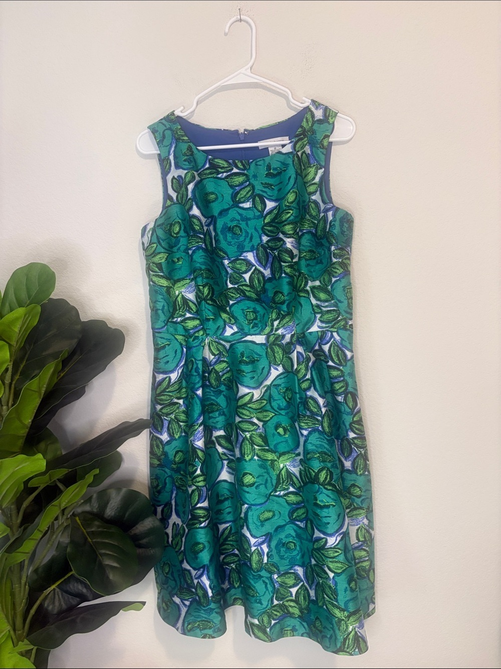 Liz Claiborne size 10 Teal and Green Floral Midi Dress